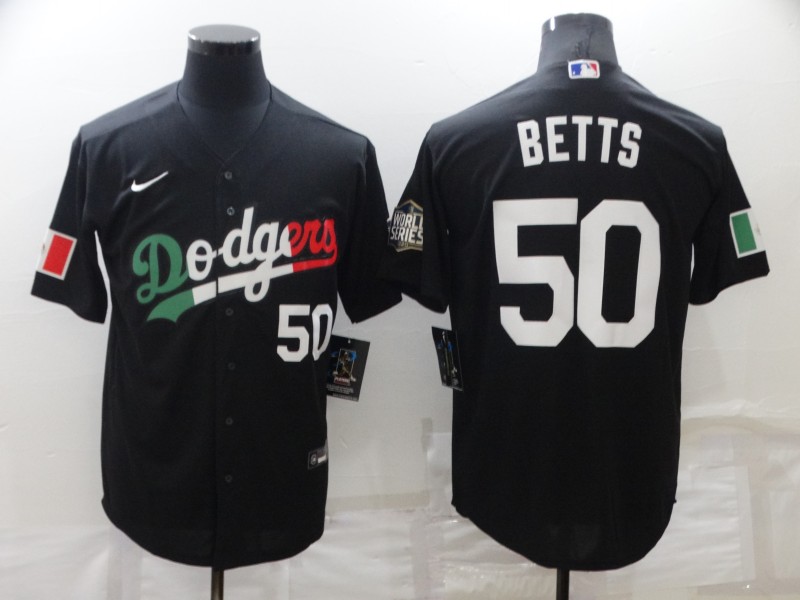 Men's Los Angeles Dodgers #50 Mookie Betts Black Cool Base Stitched Baseball Jersey Men's Los Angeles Dodgers #50 Mookie Betts Black Cool Base Stitched Baseball Jersey